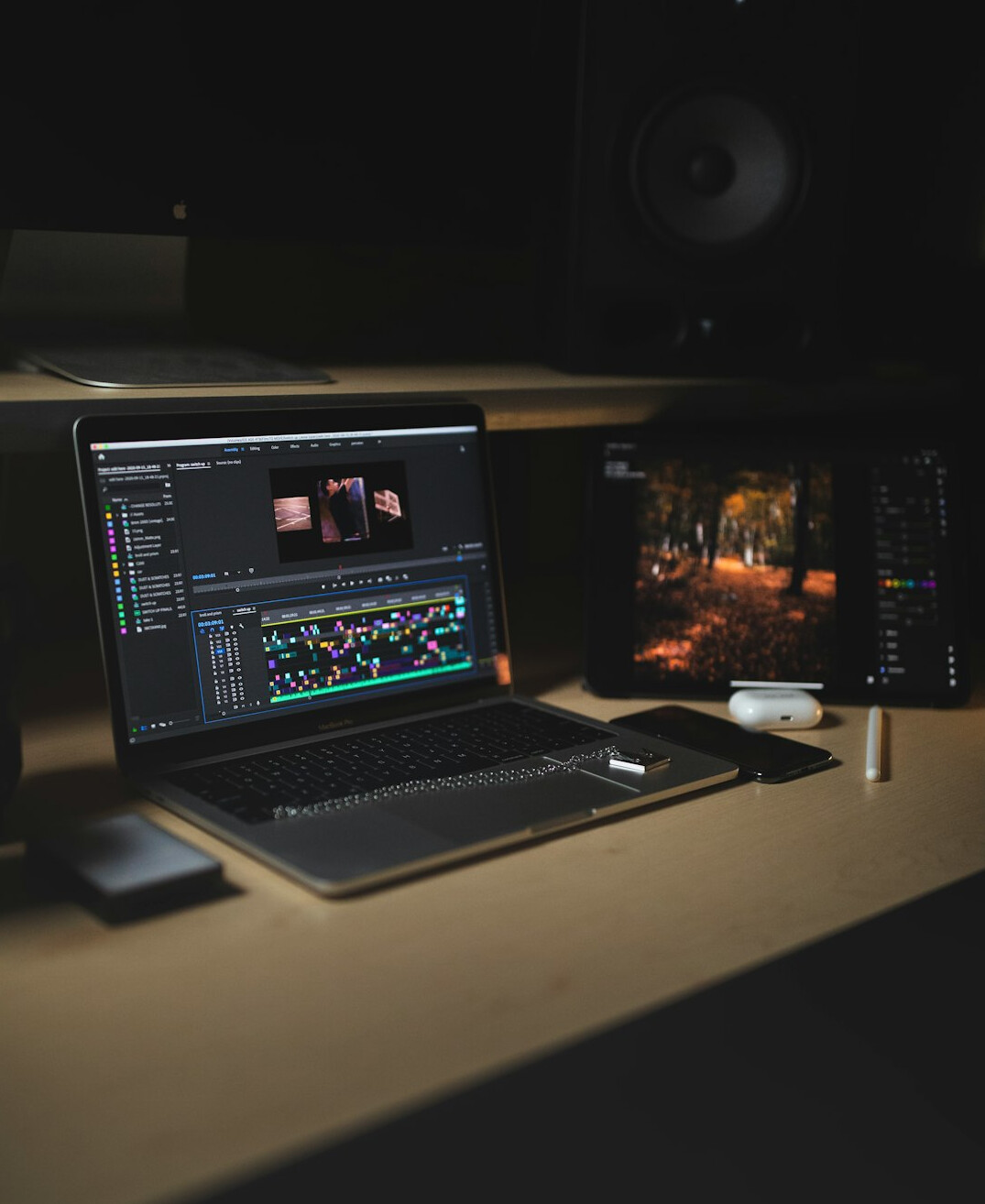 professional video editor working on timeline