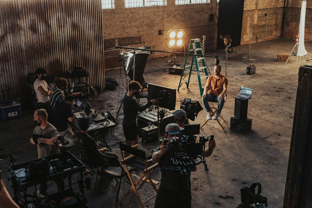 film crew on set